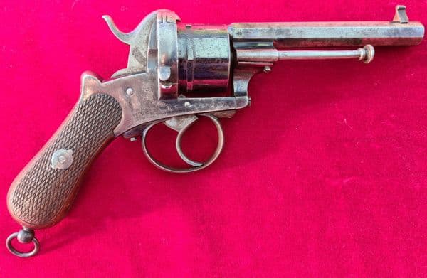A very fine double action 10 mm antique pinfire revolver retaining much original finish. Ref 3095